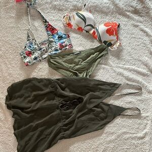Vince Camuto Floral and Olive Bikini Set